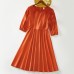 Sweet Orange Satin Round Neck Mom Girl Matching Dress