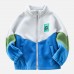 【18M-10Y】Boys Casual Cartoon Bear Embroidered Colorblock Patchwork Fleece Jacket