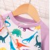 【2Y-7Y】Girl Cute Colorful Dinosaur Butterfly Print Colorblock Sleeve Ruffle Dress