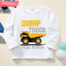 【12M-9Y】Boy Dump Trucks Print Cotton Stain Resistant Long Sleeve T-shirt