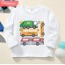 【12M-9Y】Boy Trash Trucks Print Cotton Stain Resistant Long Sleeve T-shirt