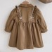 【18M-8Y】Girls Khaki Ruffled Trench Coat (T-shirt Not Included)