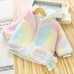 【18M-8Y】2-piece Girls Thick Fleece Gradient Unicorn Hooded Jacket With Bag