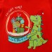 【18M-7Y】Boy Red Christmas Dinosaur Print Round Neck Long Sleeve T-shirt