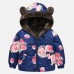 【18M-6Y】Girls Thick Floral Reversible Hooded Fleece Jacket