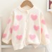 【18M-6Y】Girls Heart Pearl Long Sleeve Sweater Cardigan