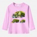 【12M-9Y】Boys Cotton Stain Resistant Trucks Print Long Sleeve Tee