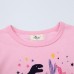 【18M-7Y】Girls Pink Dinosaur Print Round Neck Long Sleeve T-shirt