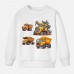 【12M-9Y】Boys Cotton Stain Resistant Engineering Car Print Long Sleeve Sweatshirt