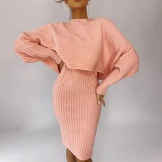 Fashionable layered sweater dress two-piece suit HF0108-02-02