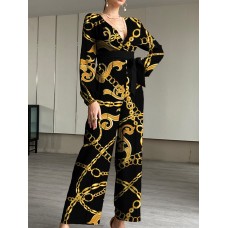 New fashion printed suspender one-piece suit HF2204-03-02